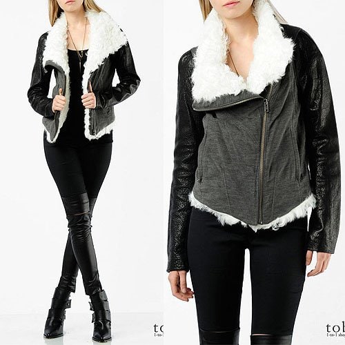 Helmut Lang Shearling Jersey and Leather Jacket