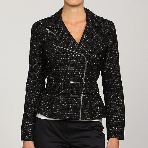 Katherine New York Asymmetrical Tweed Moto Jacket