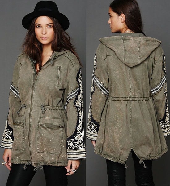 Free People Golden Quills Military Parka