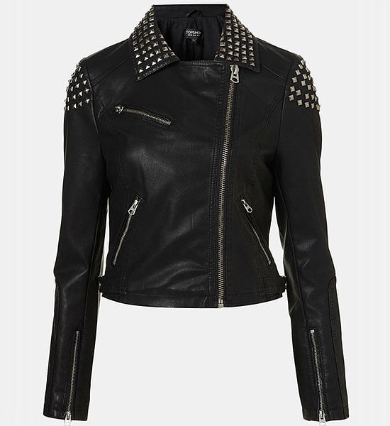Topshop Studded Faux Leather Biker Jacket