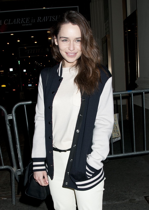 Emilia Clarke at the Stage Door of Breakfast at Tiffany's at the Cort Theater in New York