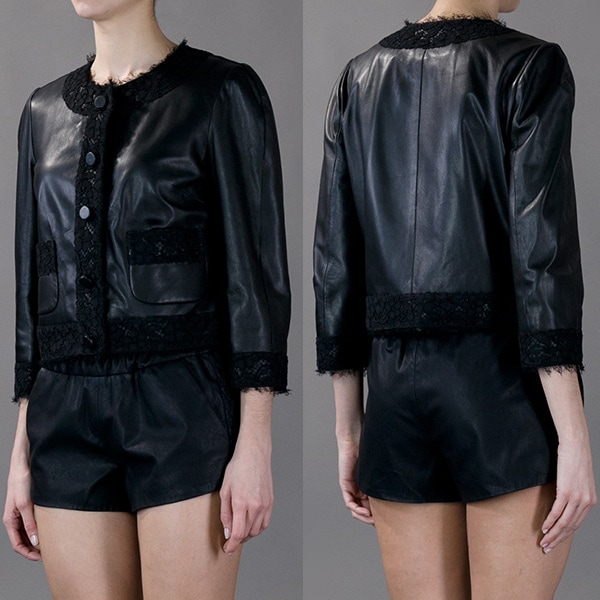 Dolce & Gabbana leather lace cropped jacket