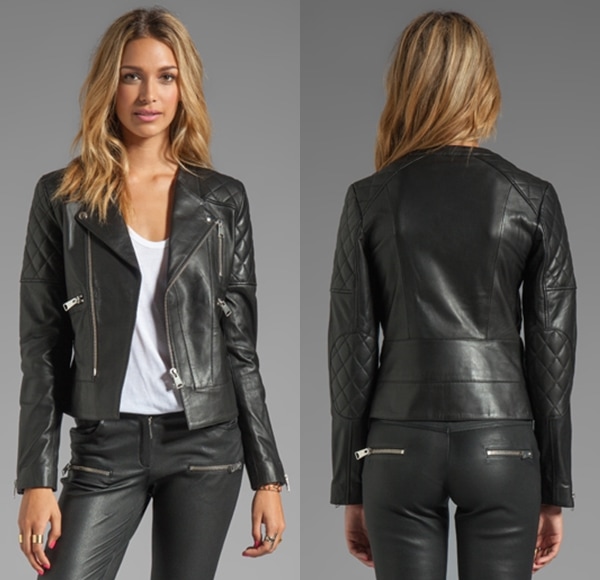 Anine Bing Leather Biker Jacket in Black