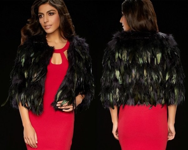 Kardashian Crop Feather Jacket