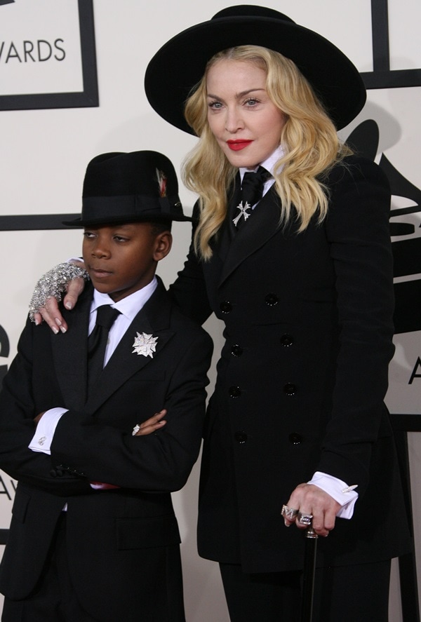 Madonna and her son David looked alike on the red carpet in tailored Ralph Lauren suits