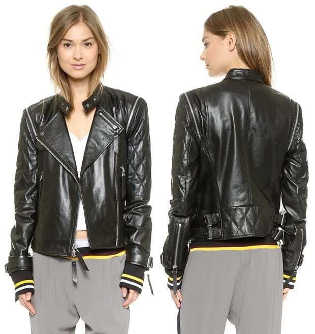 DKNY x Cara Delevingne Leather Moto Jacket