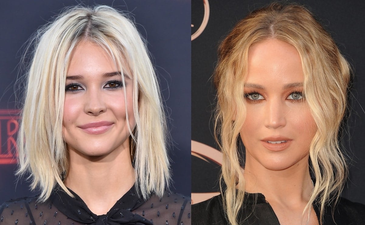 Isabel May (L) bears a resemblance to Jennifer Lawrence (R) and is known as her doppelganger
