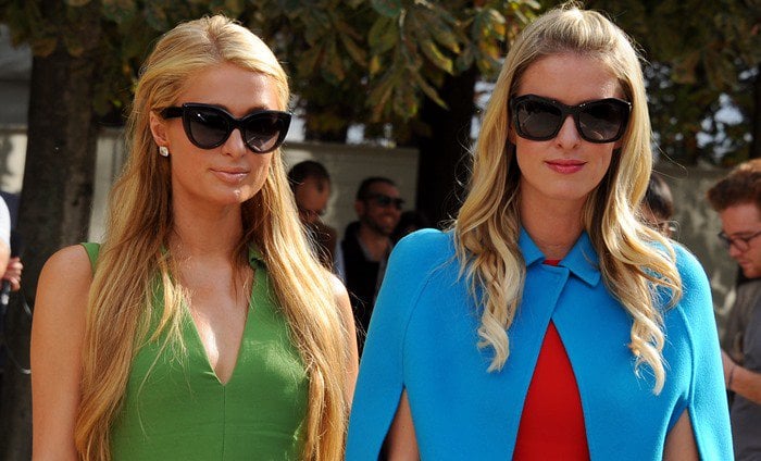 Paris Hilton and Nicky Hilton arrive at the Valentino show as part of the Paris Fashion Week Womenswear Spring/Summer 2015