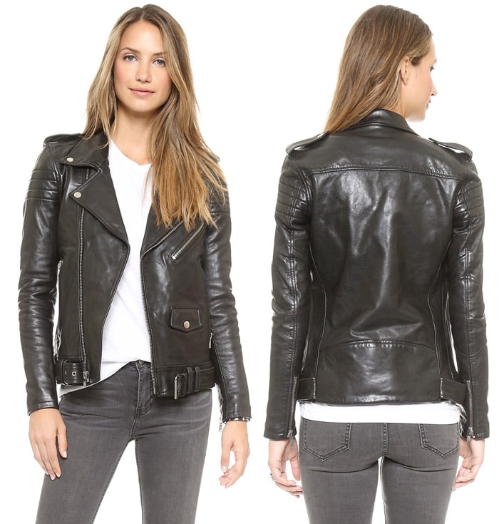 BLK DNM Motorcycle Jacket with Quilted Stripes