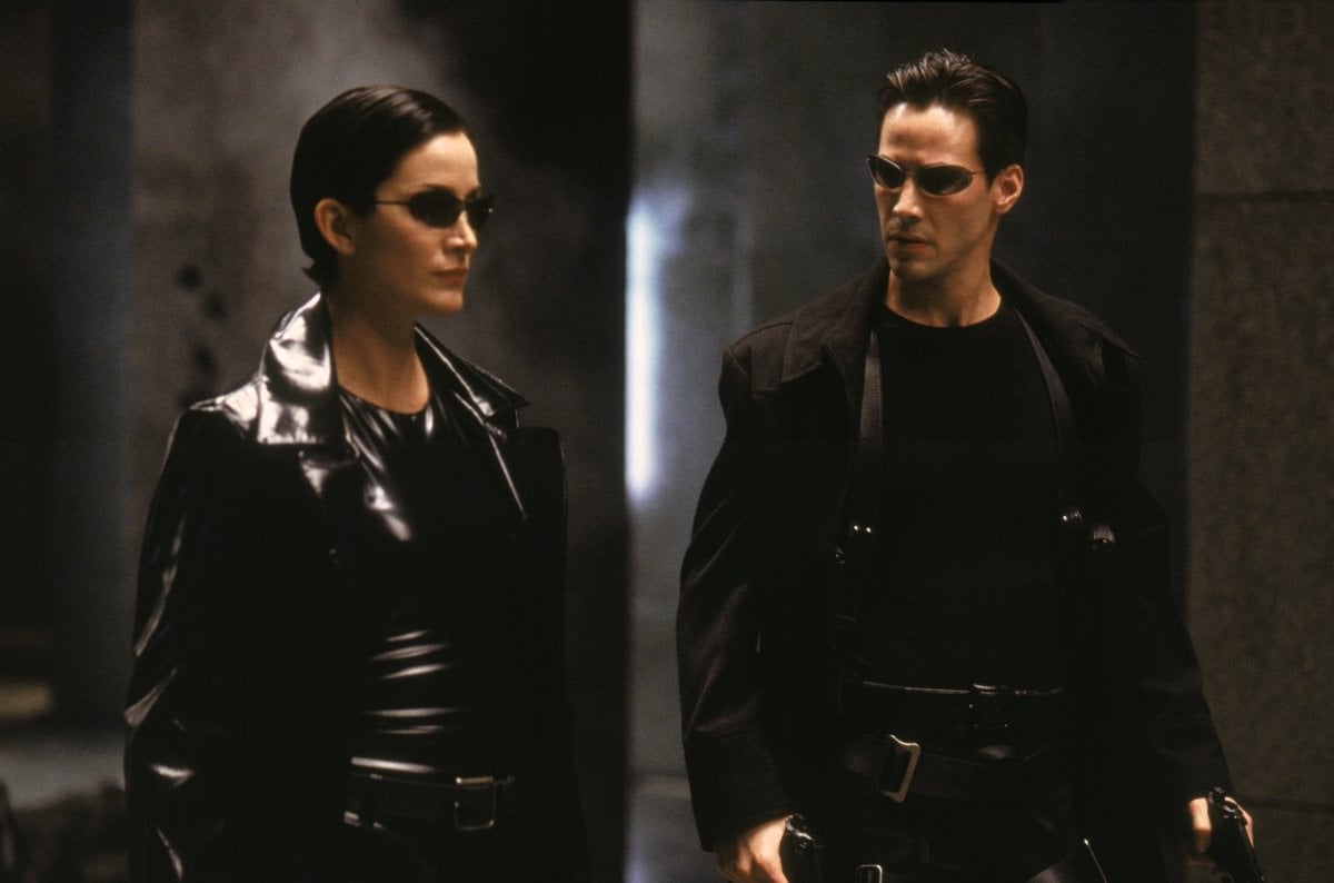 Keanu Reeves as Thomas Anderson/Neo and Carrie-Anne Moss as Trinity in the 1999 science fiction action film The Matrix