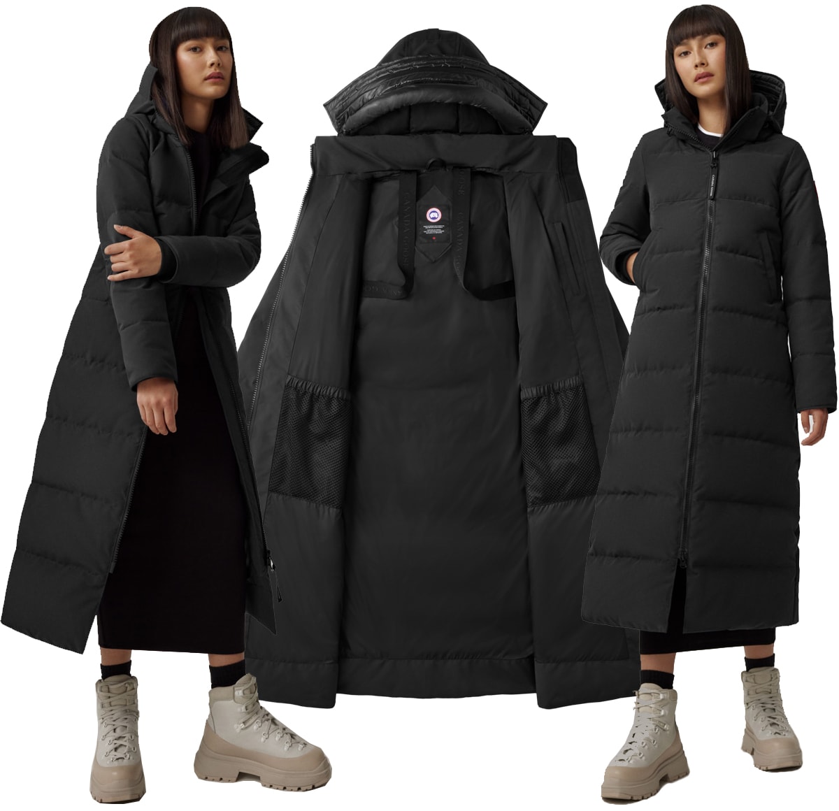 The Mystique Parka has a streamlined hood and a modern feminine silhouette with an elaborate quilt-through design that promotes even heat distribution