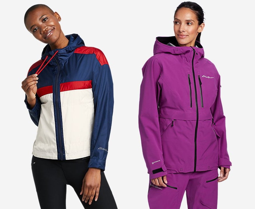 Eddie Bauer's most affordable jacket is the Momentum Upf 50+ (left), retailing for $79, while the most expensive is the BC Fineline (right), which sells for $549