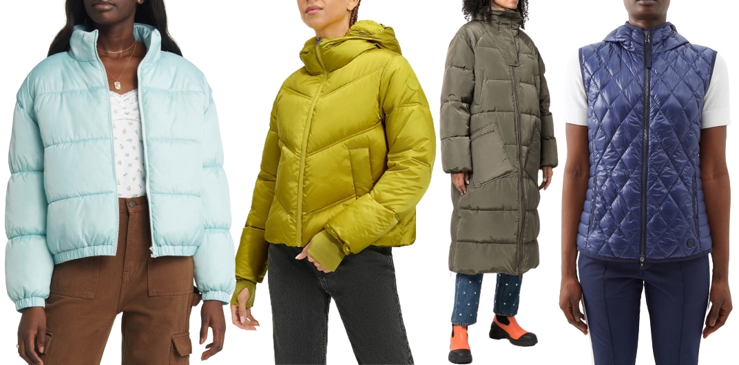 BP. Water-Resistant Puffer Jacket; UGG Ronney Cropped Puffer Jacket; Ganni Oversized Puffer Coat; Bogner Pippa Diamond-Quilted Down Hooded Gilet